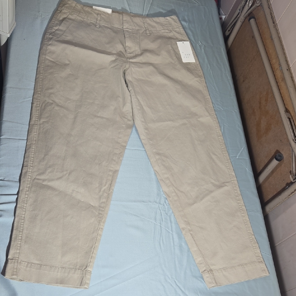 A New Day Women's Beige High Rise Straight Hip & Thigh Leg Stretch 10 Pants